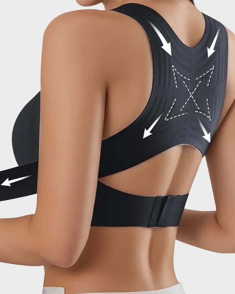 Schiena incrociata del reggiseno posturale nero