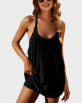 Mini abito smanicato casual con pantaloncino interno