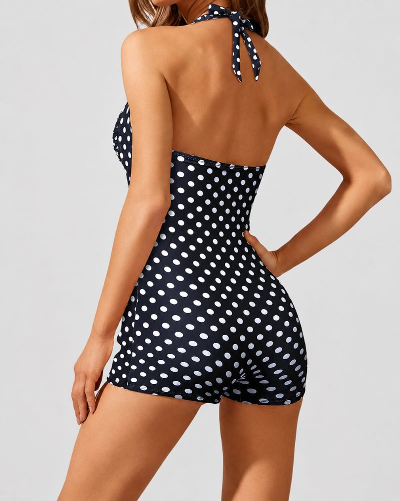 Costume intero retrò all'americana con pantaloncino e controllo pancia