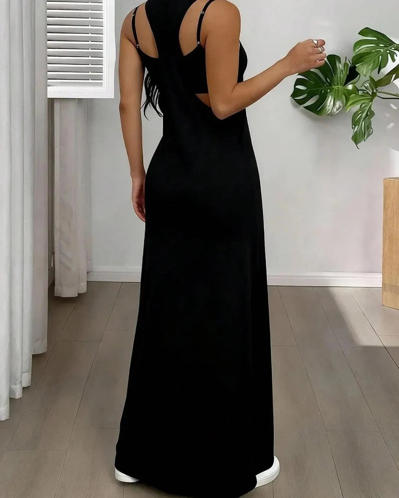 Completo 2 pezzi canotta e abito lungo con cut-out