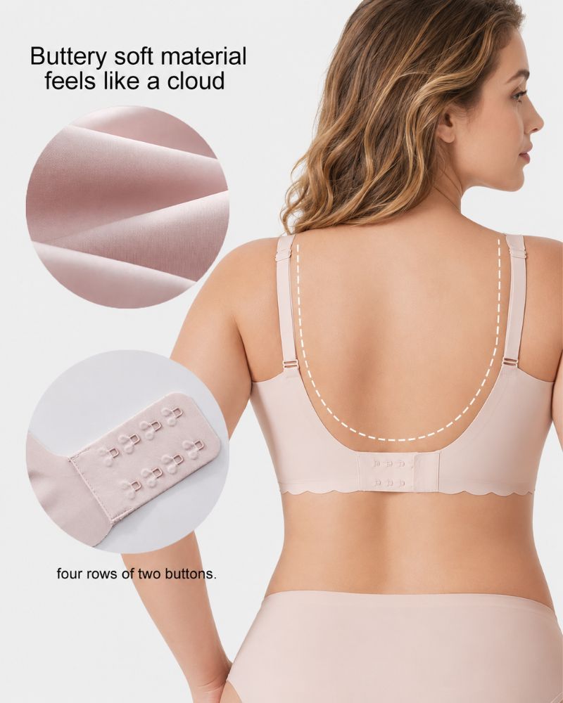Reggiseno sollevante senza ferretto senza cuciture smerlato con scollo a V