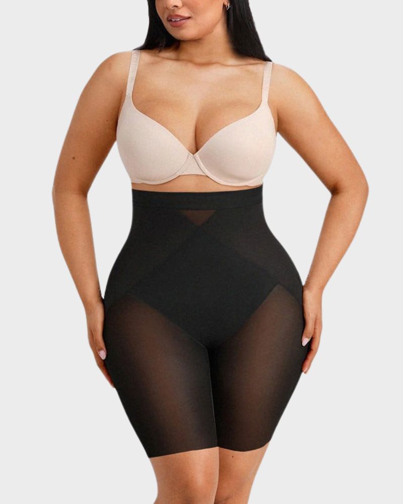 Pantaloncini modellanti a vita alta con compressione incrociata