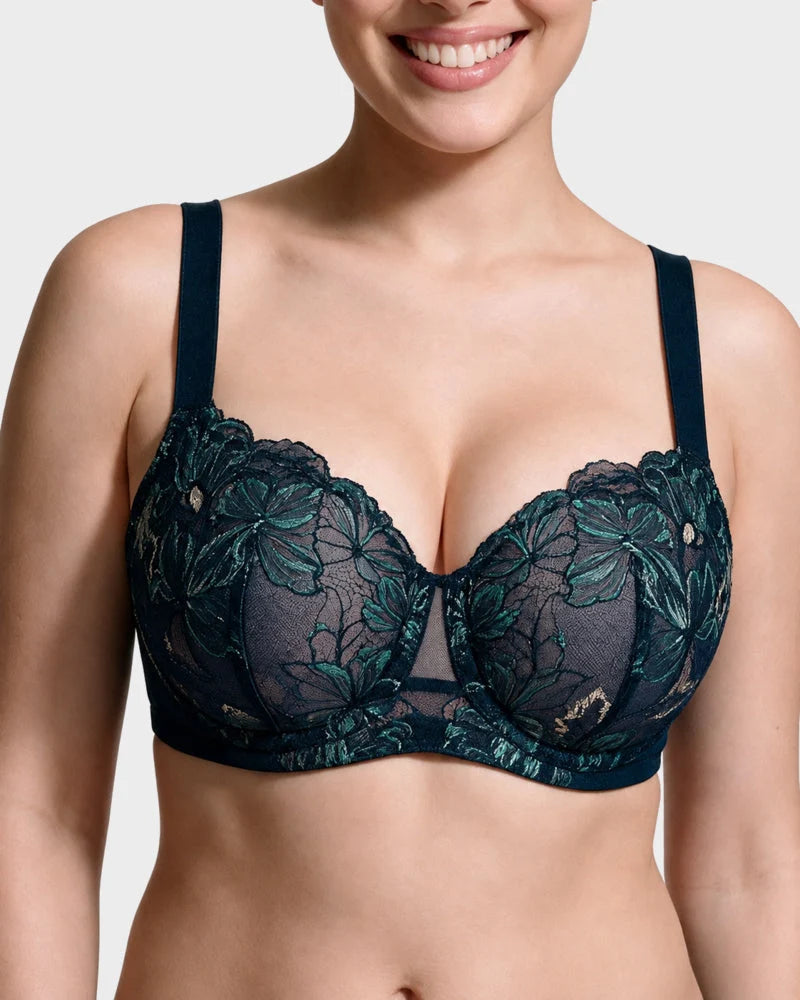 Reggiseno minimizer taglie comode in pizzo floreale non imbottito