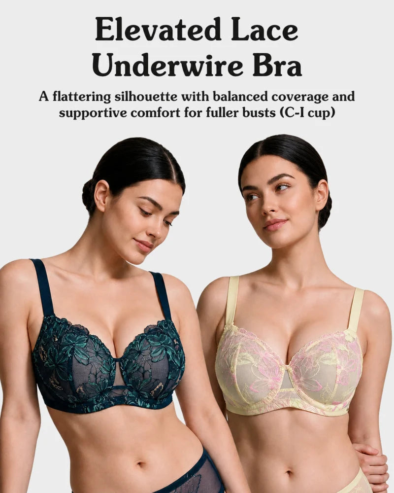 Reggiseno minimizer taglie comode in pizzo floreale non imbottito