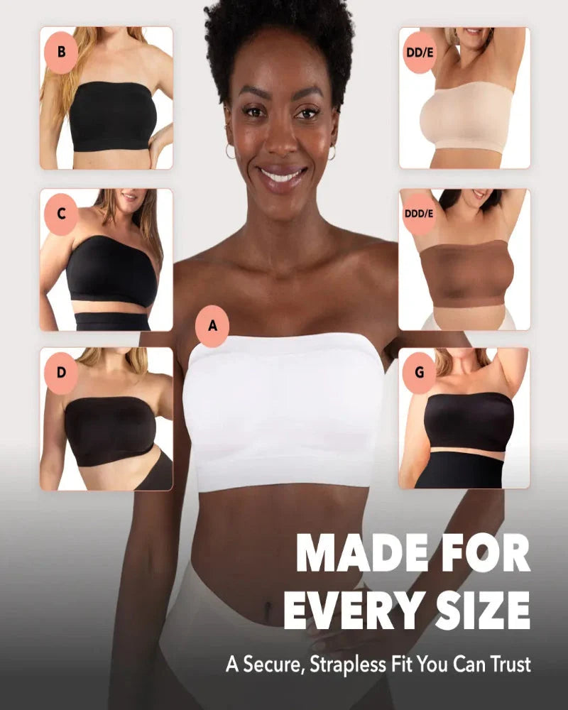 Reggiseno a fascia multiposizione senza ferretto antiscivolo con spalline removibili