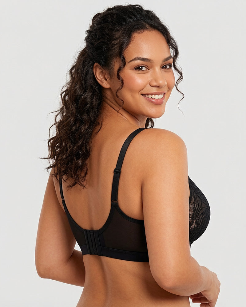 Reggiseno coprente con ferretto taglie comode in pizzo e rete