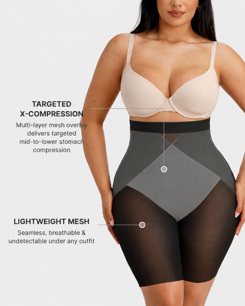 Pantaloncini modellanti a vita alta con compressione incrociata