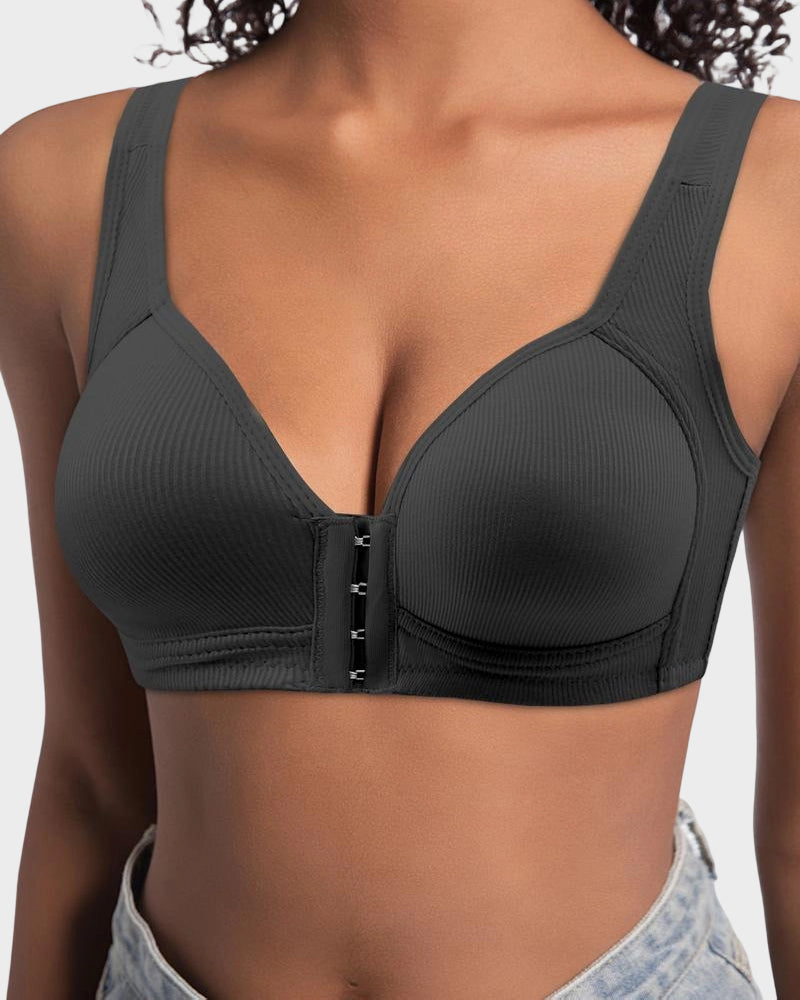 Reggiseno contenitivo senza ferretto con chiusura frontale facile da indossare