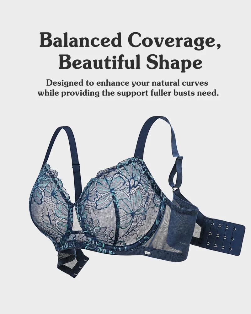 Reggiseno minimizer taglie comode in pizzo floreale non imbottito