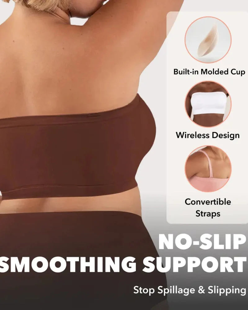 Reggiseno a fascia multiposizione senza ferretto antiscivolo con spalline removibili