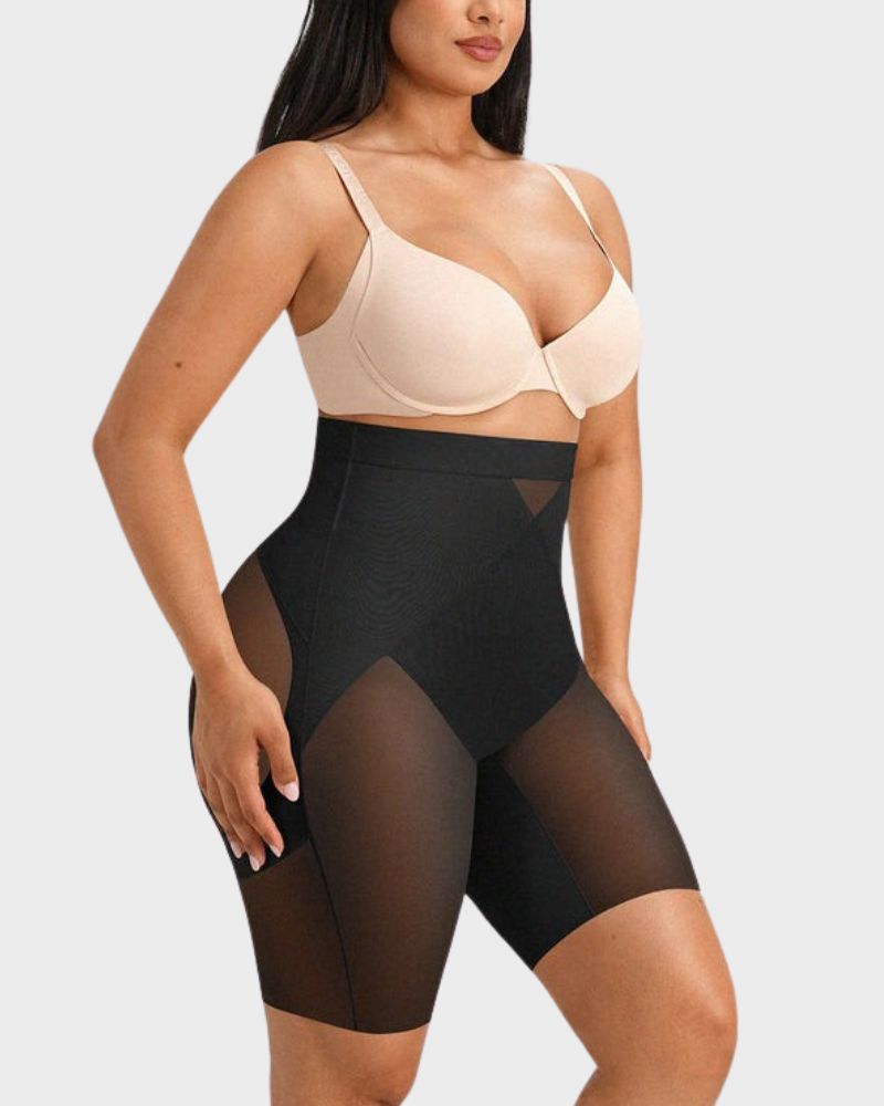 Pantaloncini modellanti a vita alta con compressione incrociata
