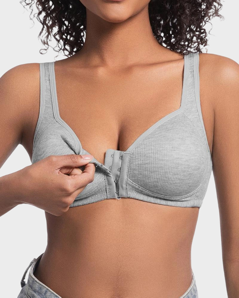 Reggiseno contenitivo senza ferretto con chiusura frontale facile da indossare