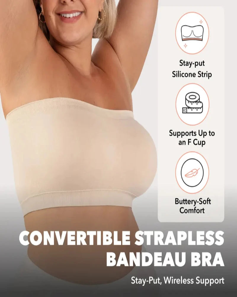 Reggiseno a fascia multiposizione senza ferretto antiscivolo con spalline removibili