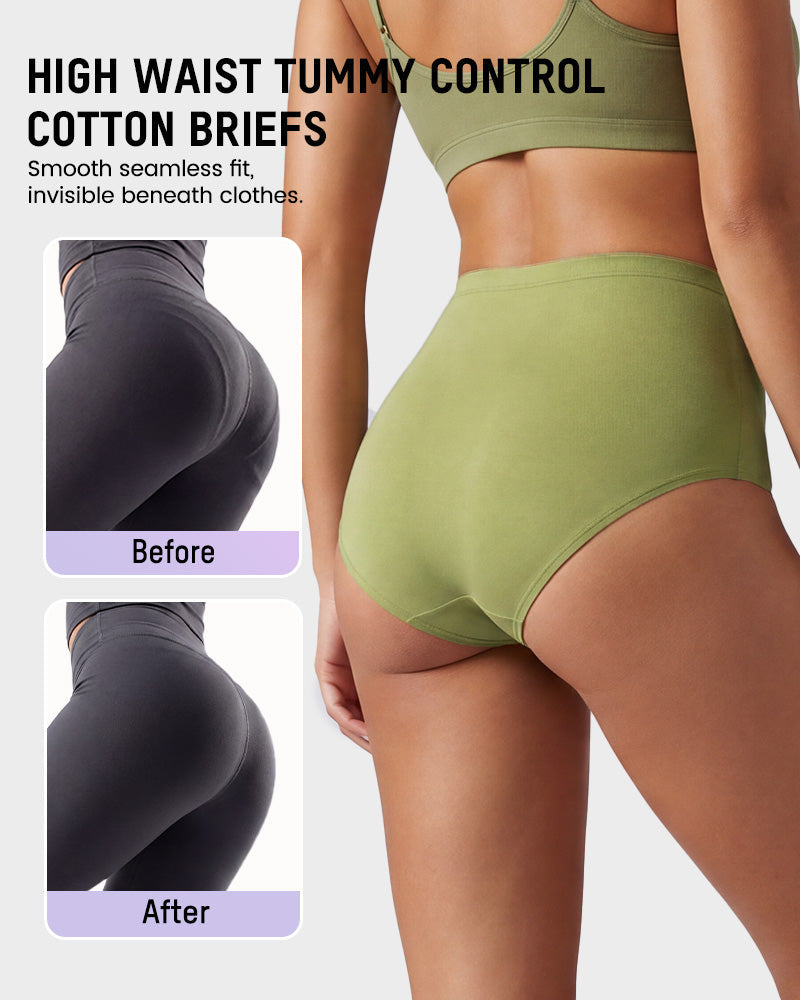 Slip contenitivi in cotone a vita alta – confezione da 4