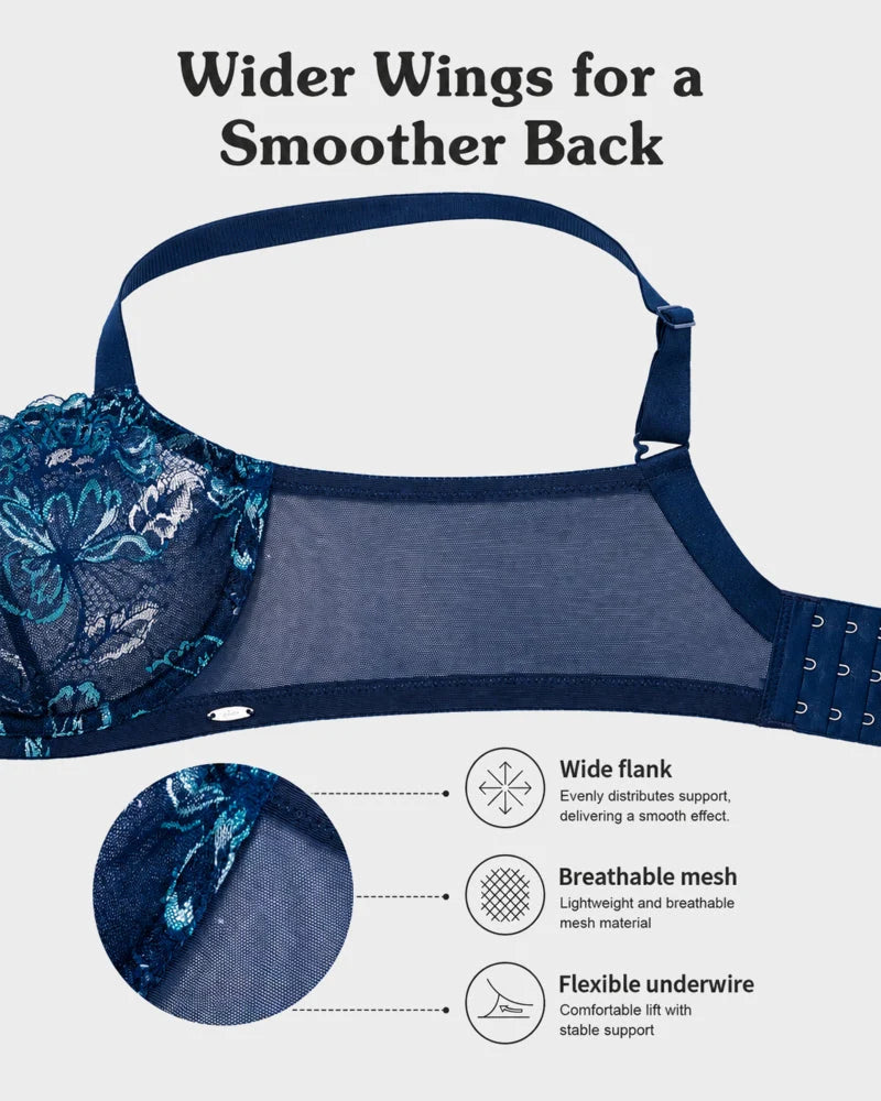 Reggiseno minimizer taglie comode in pizzo floreale non imbottito
