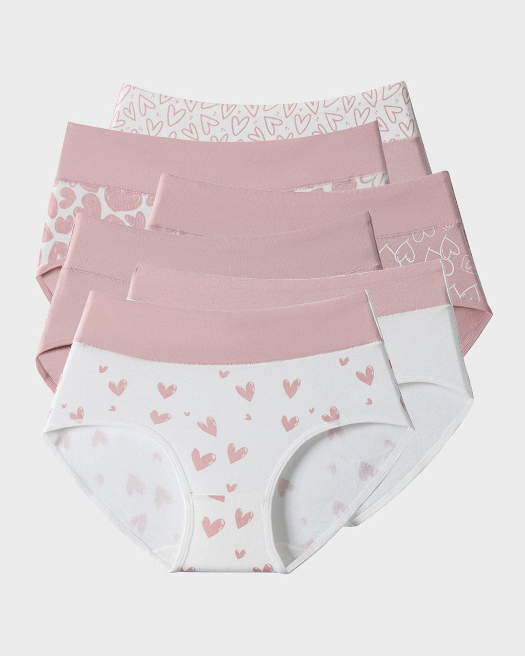 Slip in cotone morbido a vita alta con cuoricini – confezione da 6