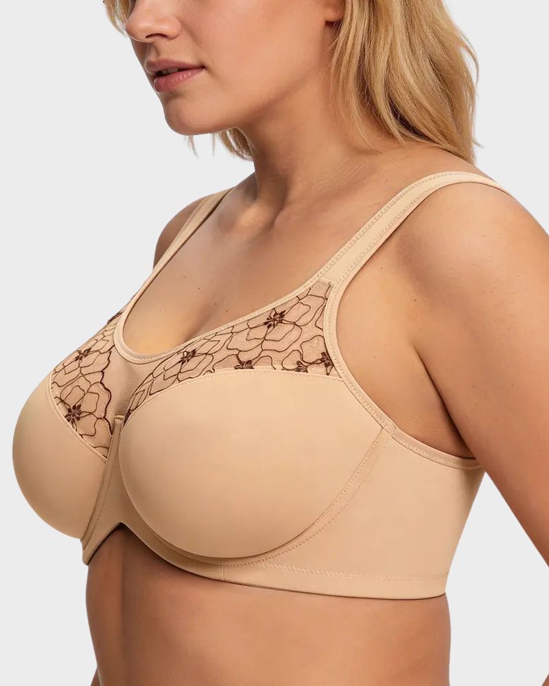 Reggiseno coprente con ferretto taglie comode ricamato