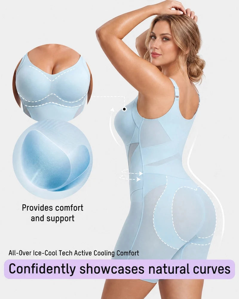 Body modellante 360° in rete traspirante facile da togliere