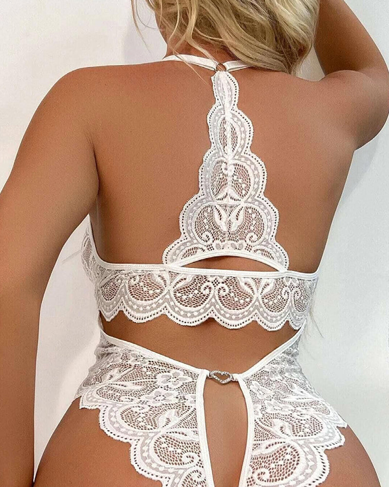 Pigiama body in pizzo