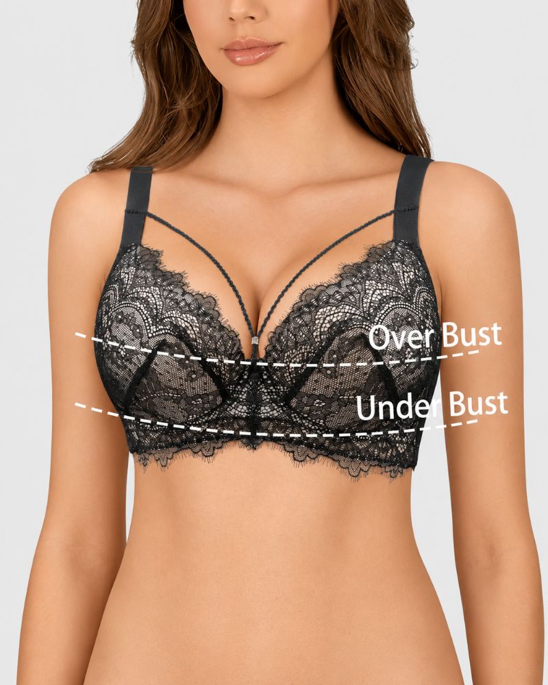 Reggiseno push-up coprente in pizzo con scollo a V profondo