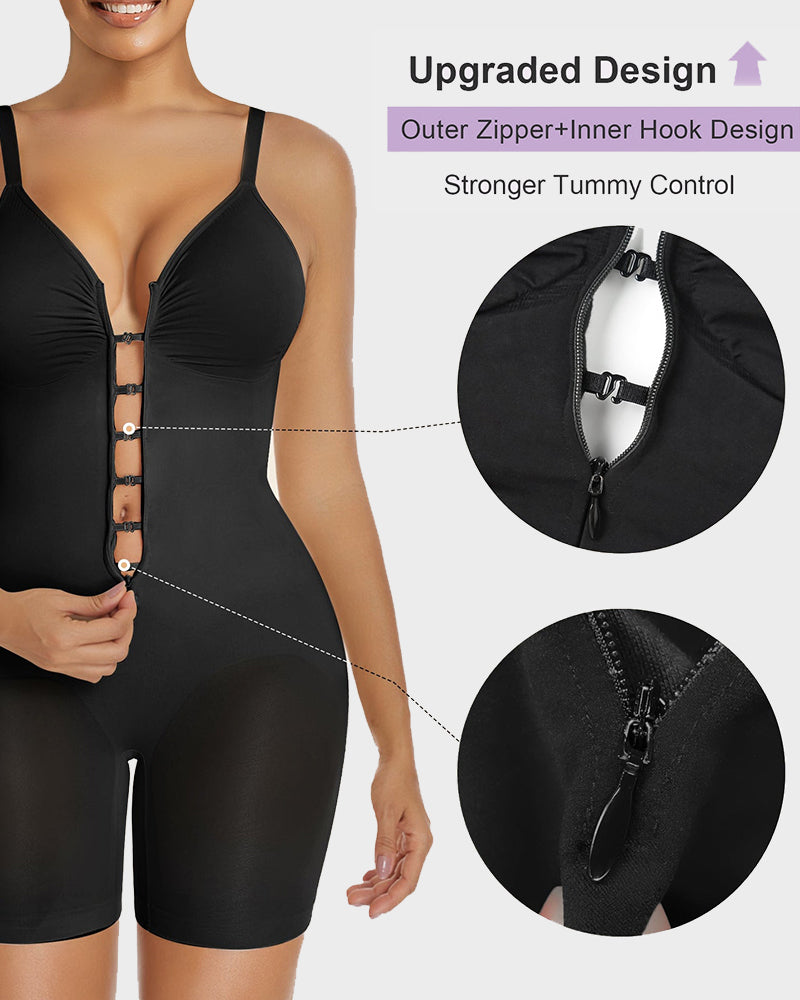 Body con zip frontale e controllo pancia