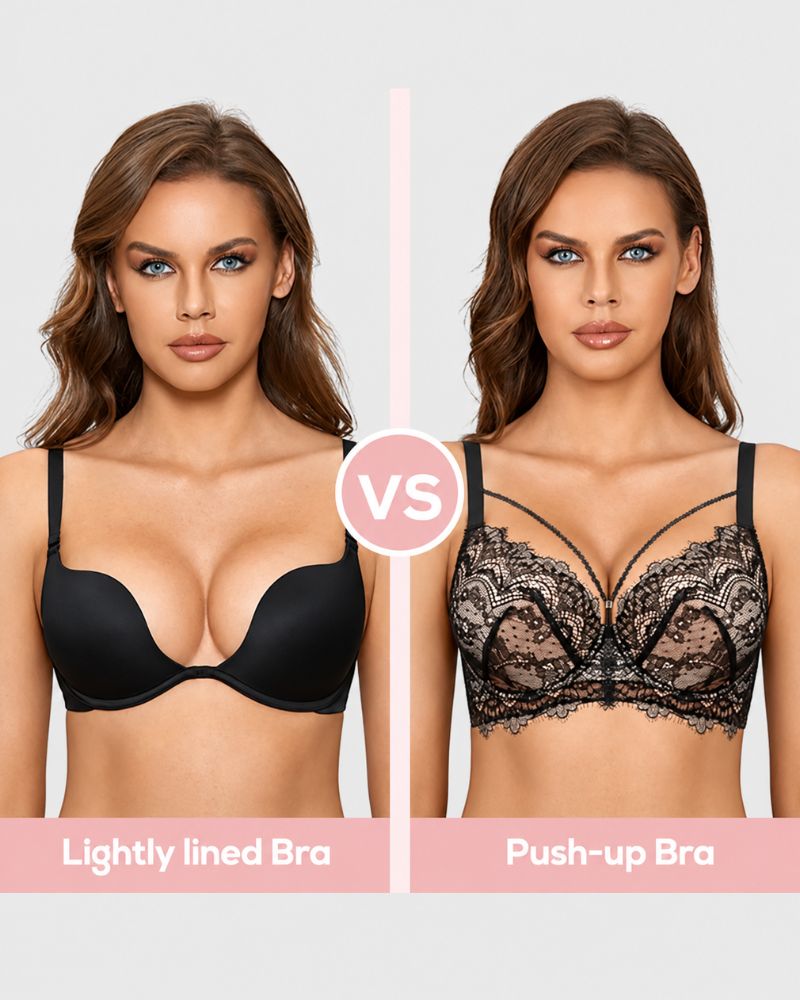 Reggiseno push-up coprente in pizzo con scollo a V profondo