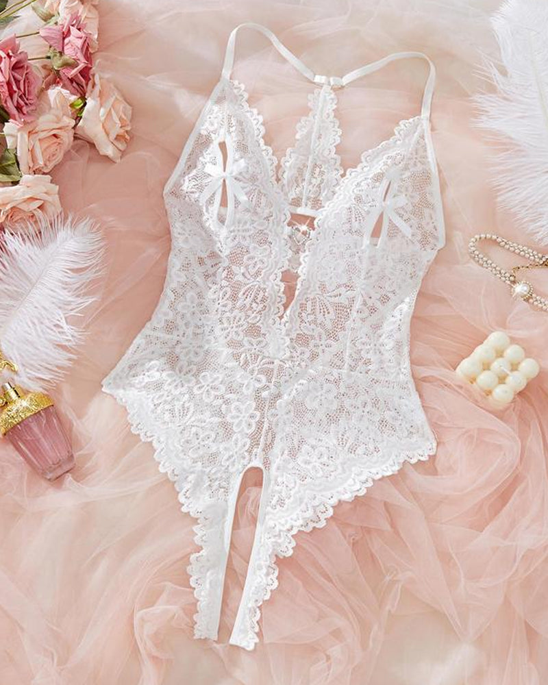 Pigiama body in pizzo