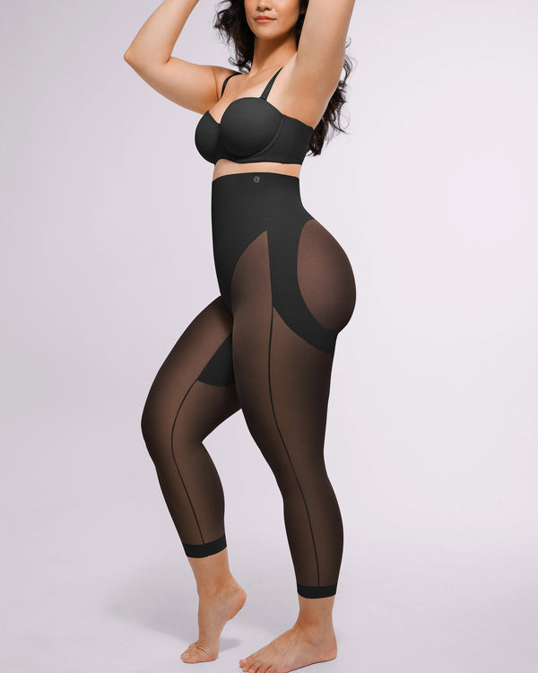 3D-netpanty met push-up effect tot op de kuit