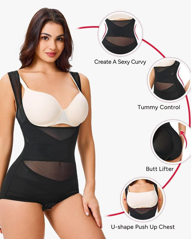 Body modellante in rete traspirante con controllo pancia invisibile