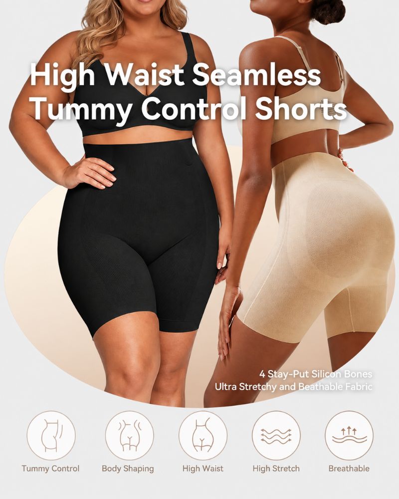 Naadloze corrigerende short met hoge taille en buikcorrectie