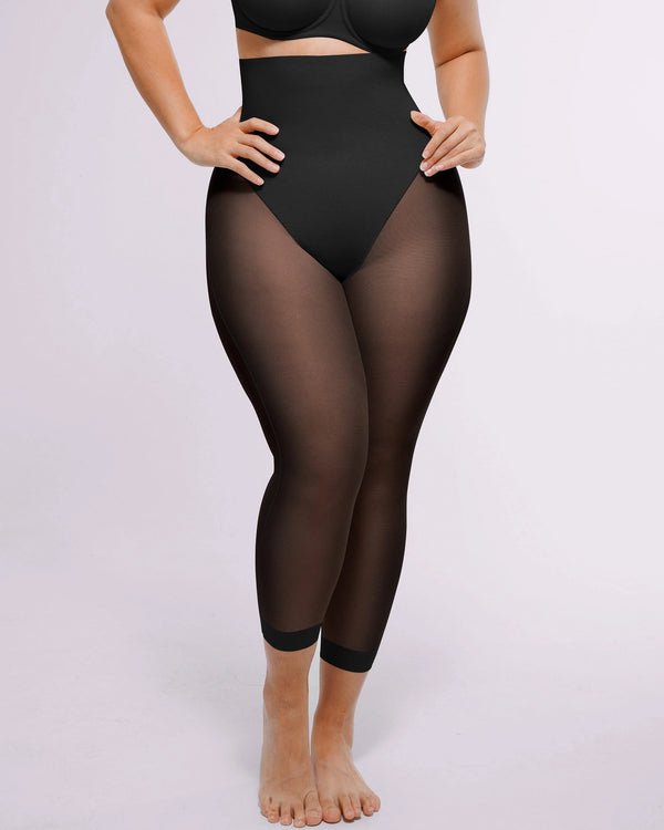 3D-netpanty met push-up effect tot op de kuit