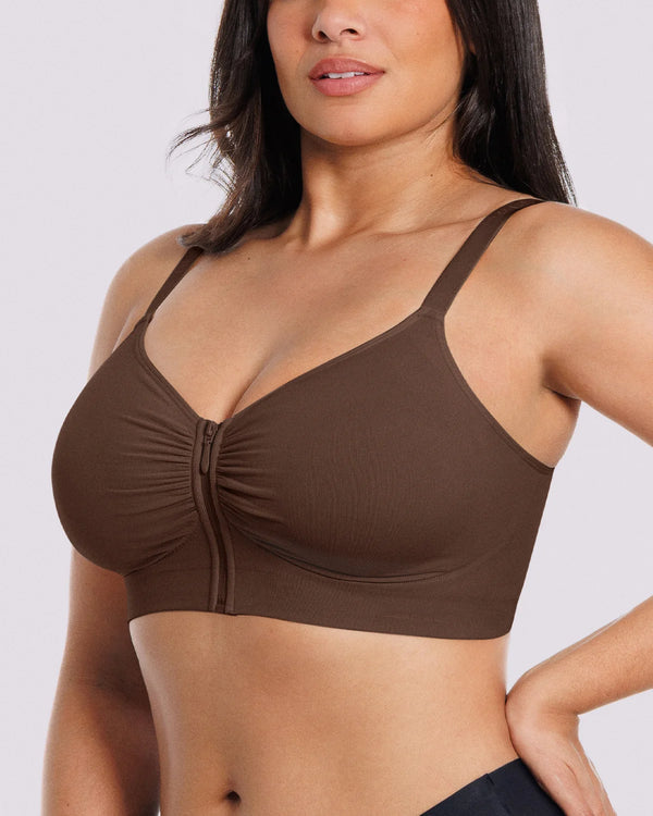 Reggiseno effetto seconda pelle senza ferretto con zip frontale