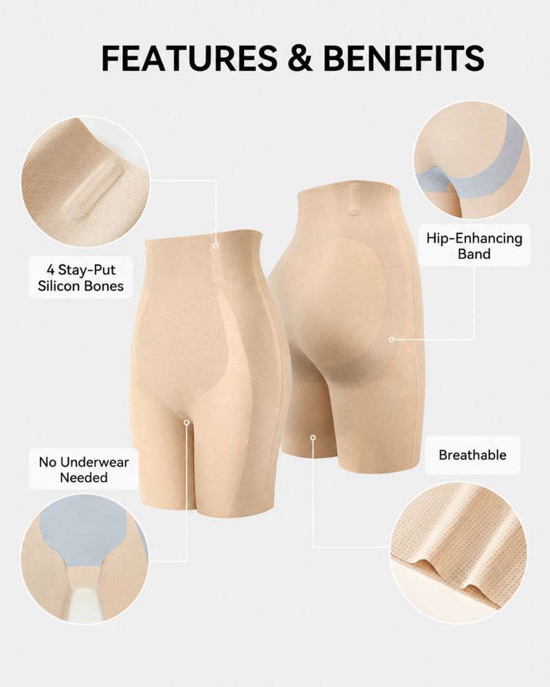 Naadloze corrigerende short met hoge taille en buikcorrectie
