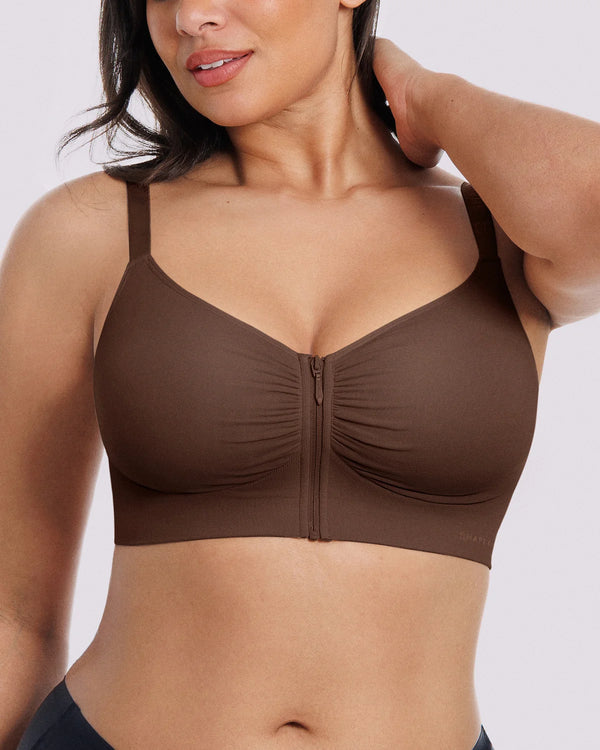 Reggiseno effetto seconda pelle senza ferretto con zip frontale