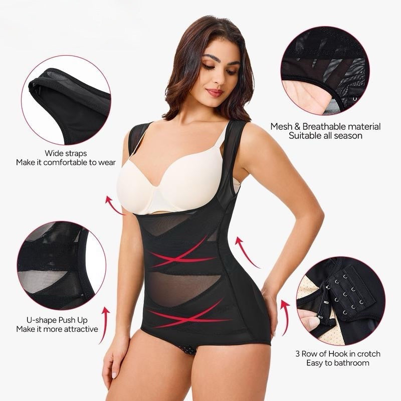 Body modellante in rete traspirante con controllo pancia invisibile
