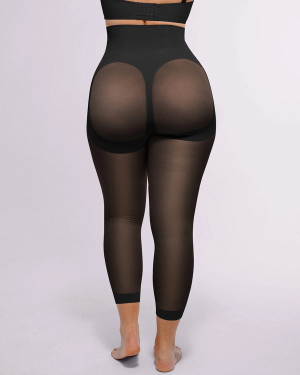 3D-netpanty met push-up effect tot op de kuit