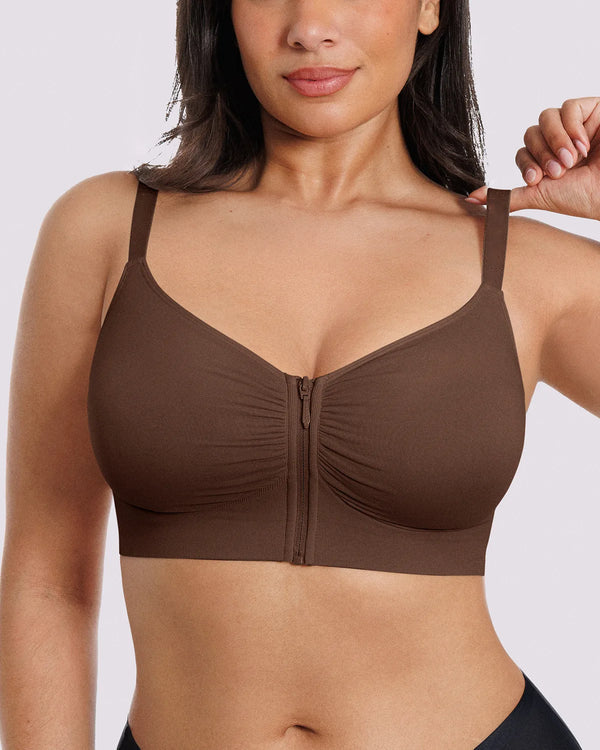 Reggiseno effetto seconda pelle senza ferretto con zip frontale