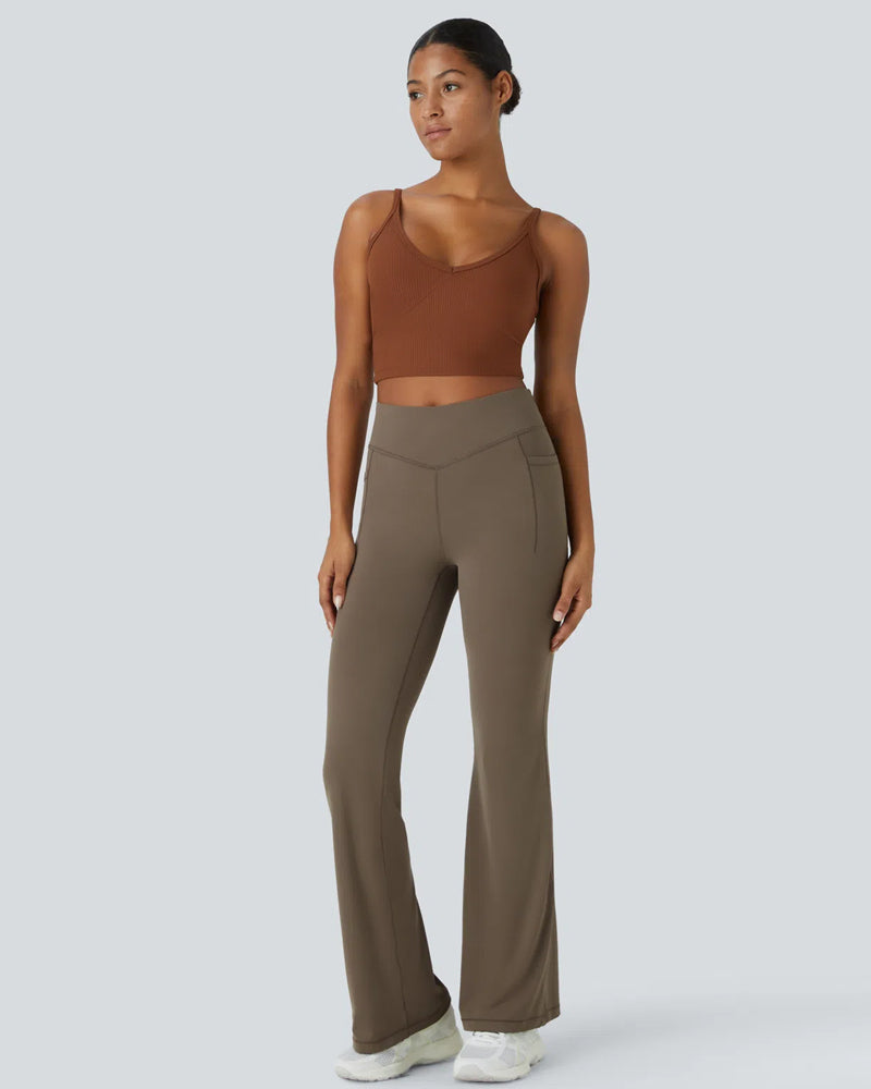 Leggings a zampa a vita alta con controllo pancia e tasche