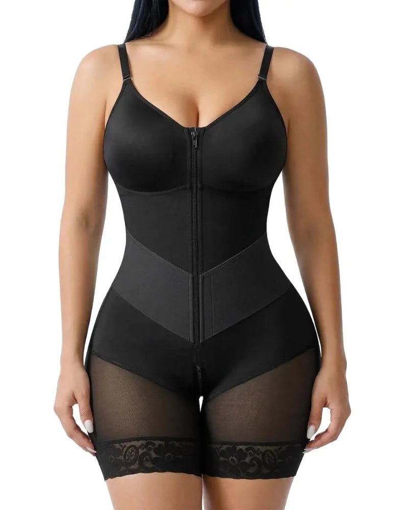 Body modellante con zip a V e controllo pancia