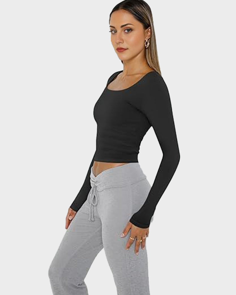Crop top aderente con scollo quadrato
