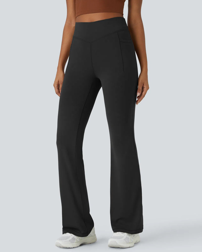 Leggings a zampa a vita alta con controllo pancia e tasche