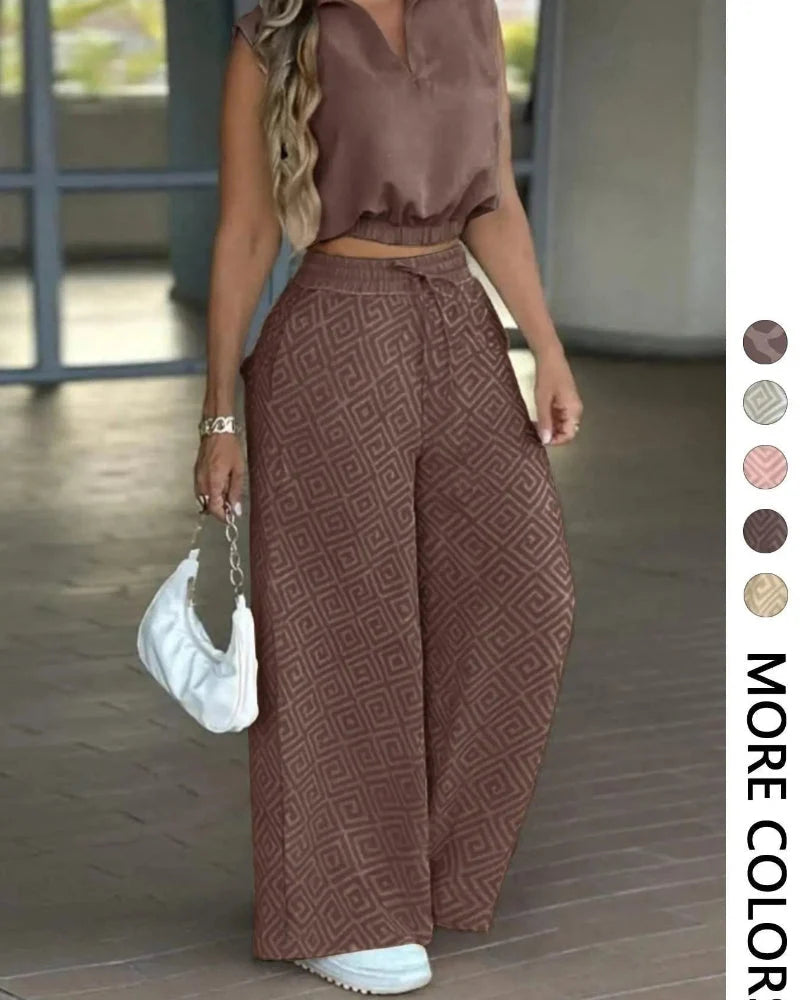 Completo casual 2 pezzi canotta e pantaloni a gamba larga