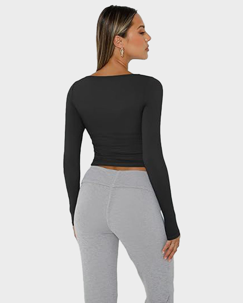 Crop top aderente con scollo quadrato