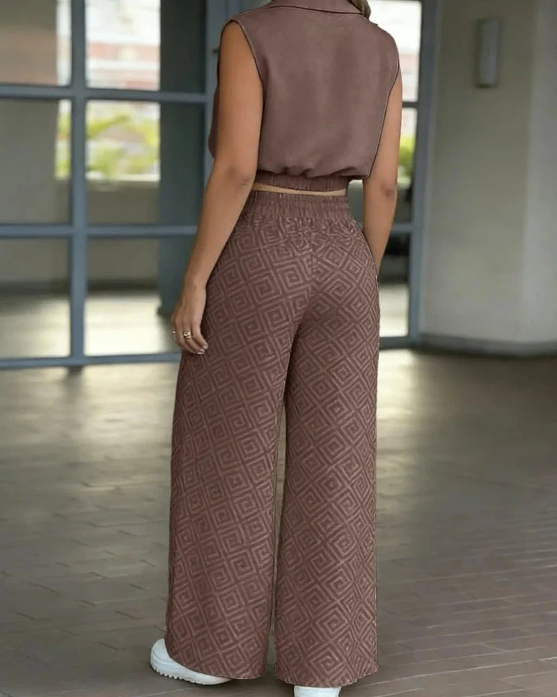 Completo casual 2 pezzi canotta e pantaloni a gamba larga