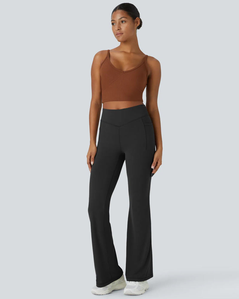 Leggings a zampa a vita alta con controllo pancia e tasche