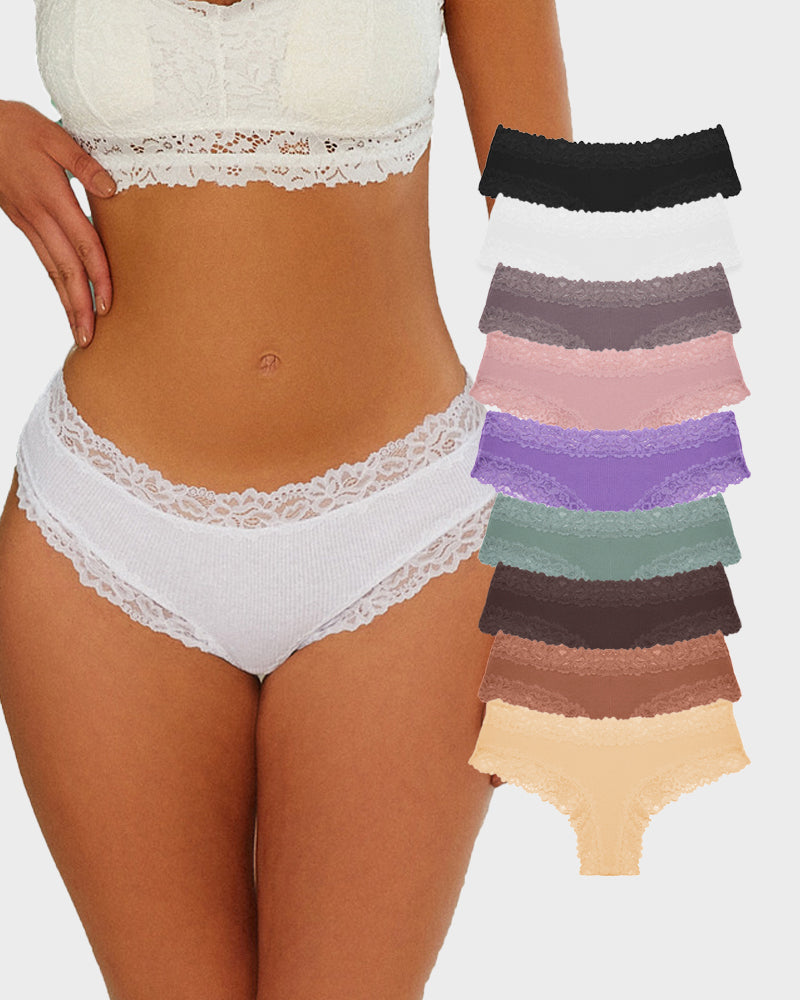 Slip in cotone a vita bassa con pizzo