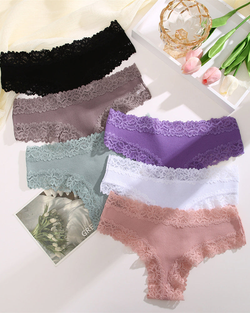 Slip in cotone a vita bassa con pizzo
