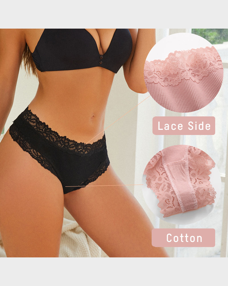 Slip in cotone a vita bassa con pizzo