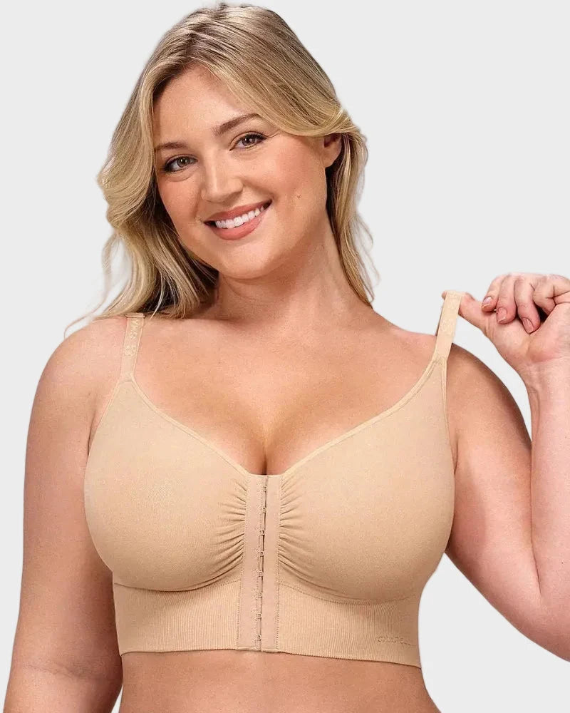 Top reggiseno push-up senza cuciture con chiusura frontale