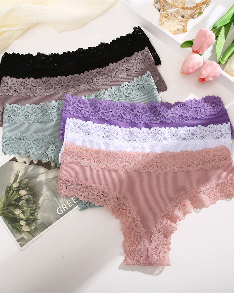 Slip in cotone a vita bassa con pizzo